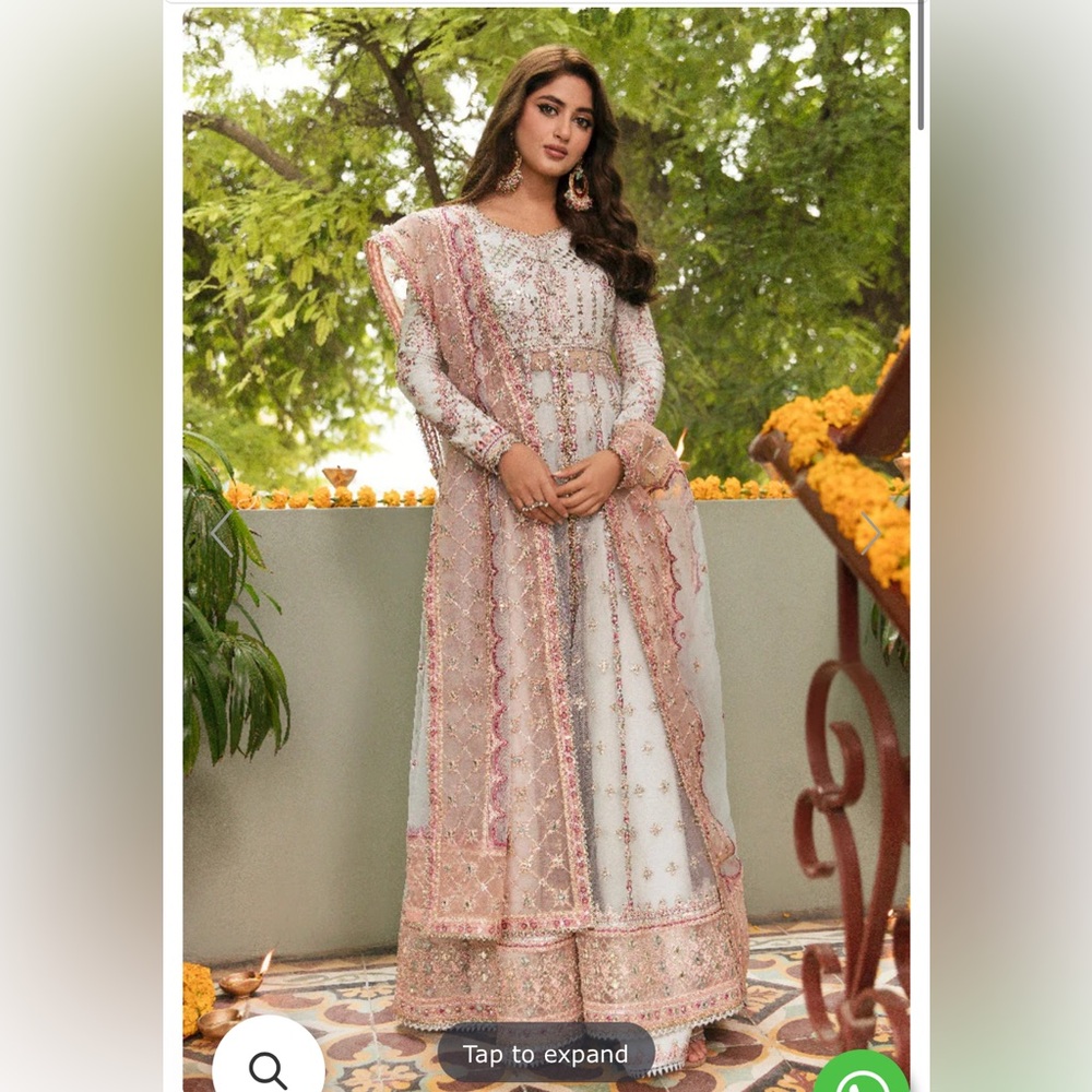 QALAMKAR formal pret Elegant baby blue and Pink Women's Dress.